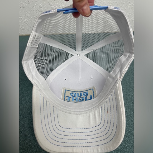 BUD LIGHT Mesh SnapBack Hat OSFA White & Baby Blue Logo - Picture 5 of 6